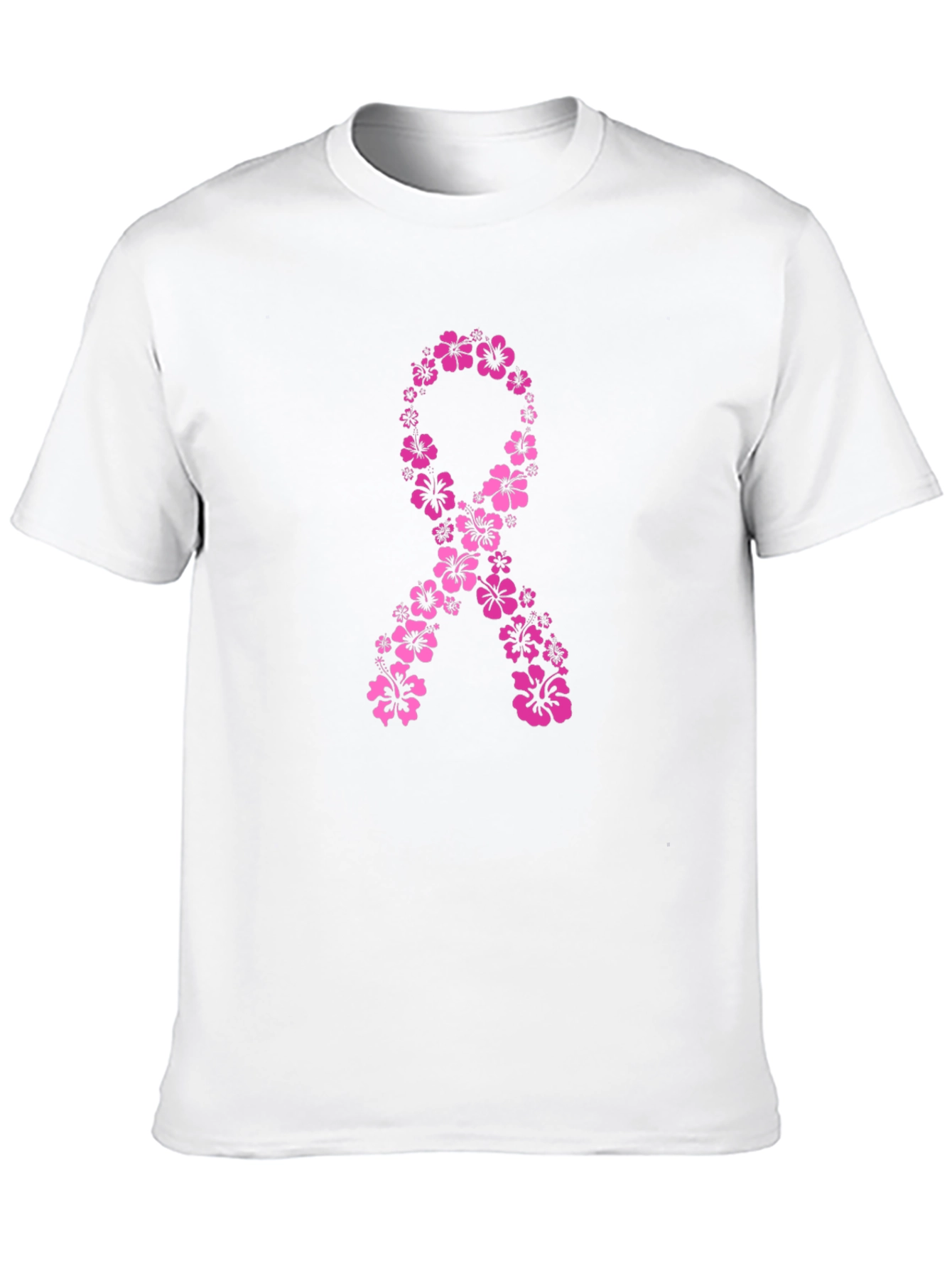 Floral Breast Cancer Awareness Ribbon T-Shirt