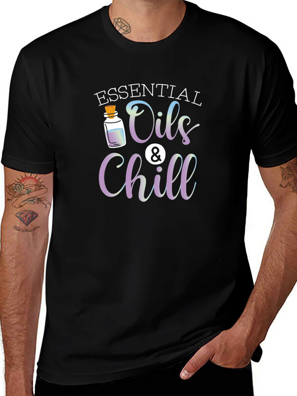 Essential Oils & Chill Graphic T-Shirt - Black