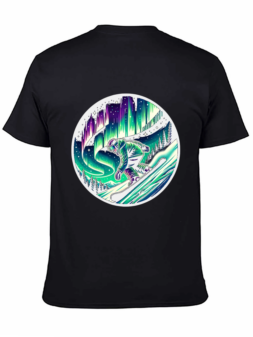 Aurora Snowboarder T-Shirt - Northern Lights Design