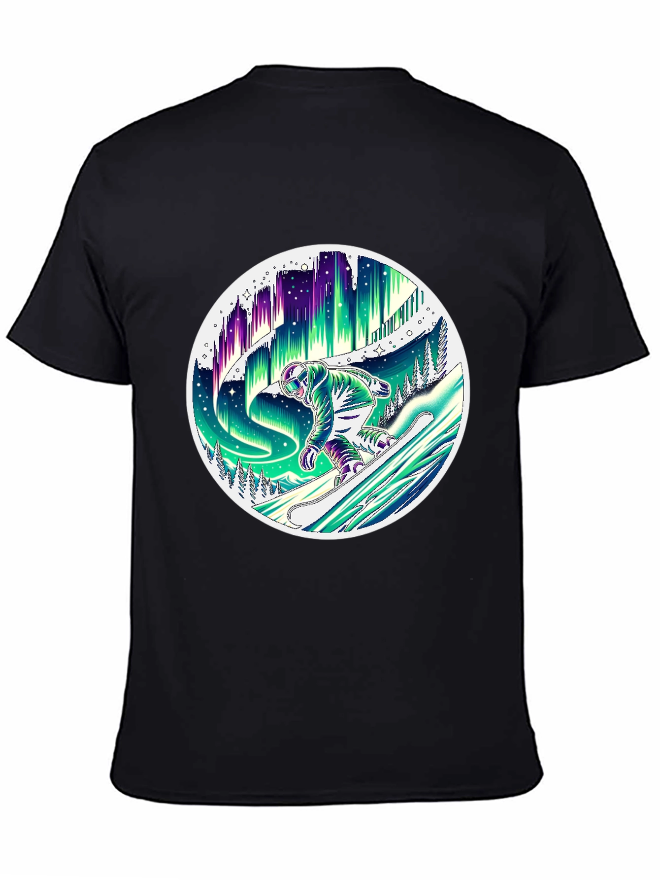 Aurora Snowboarder T-Shirt - Northern Lights Design