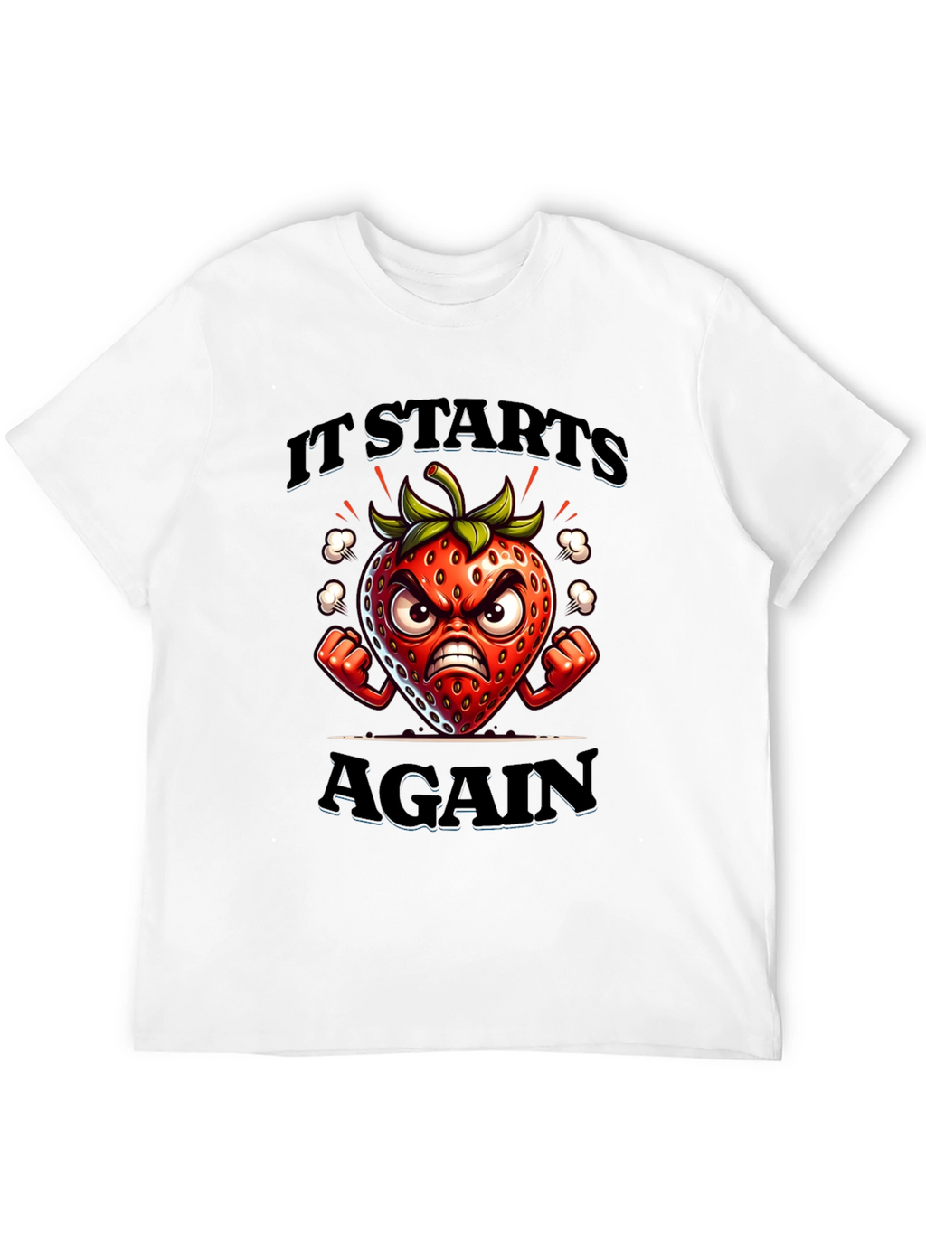 Angry Strawberry Cartoon Graphic T-Shirt