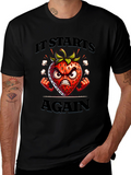 Angry Strawberry Cartoon Graphic T-Shirt