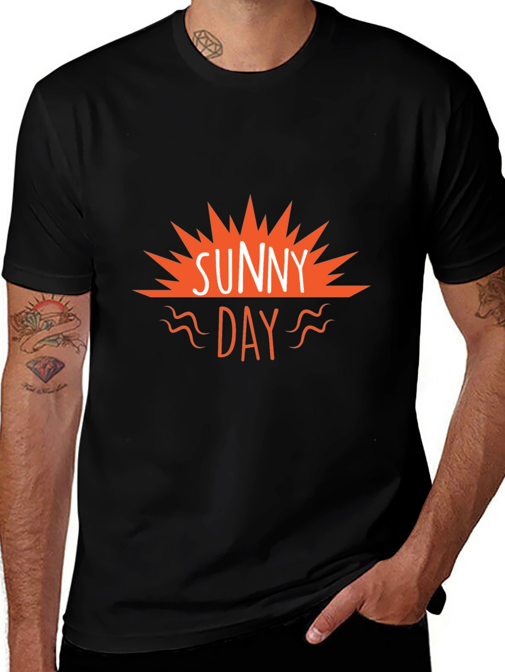 Sunny Day Graphic Tee - Black Casual T-Shirt