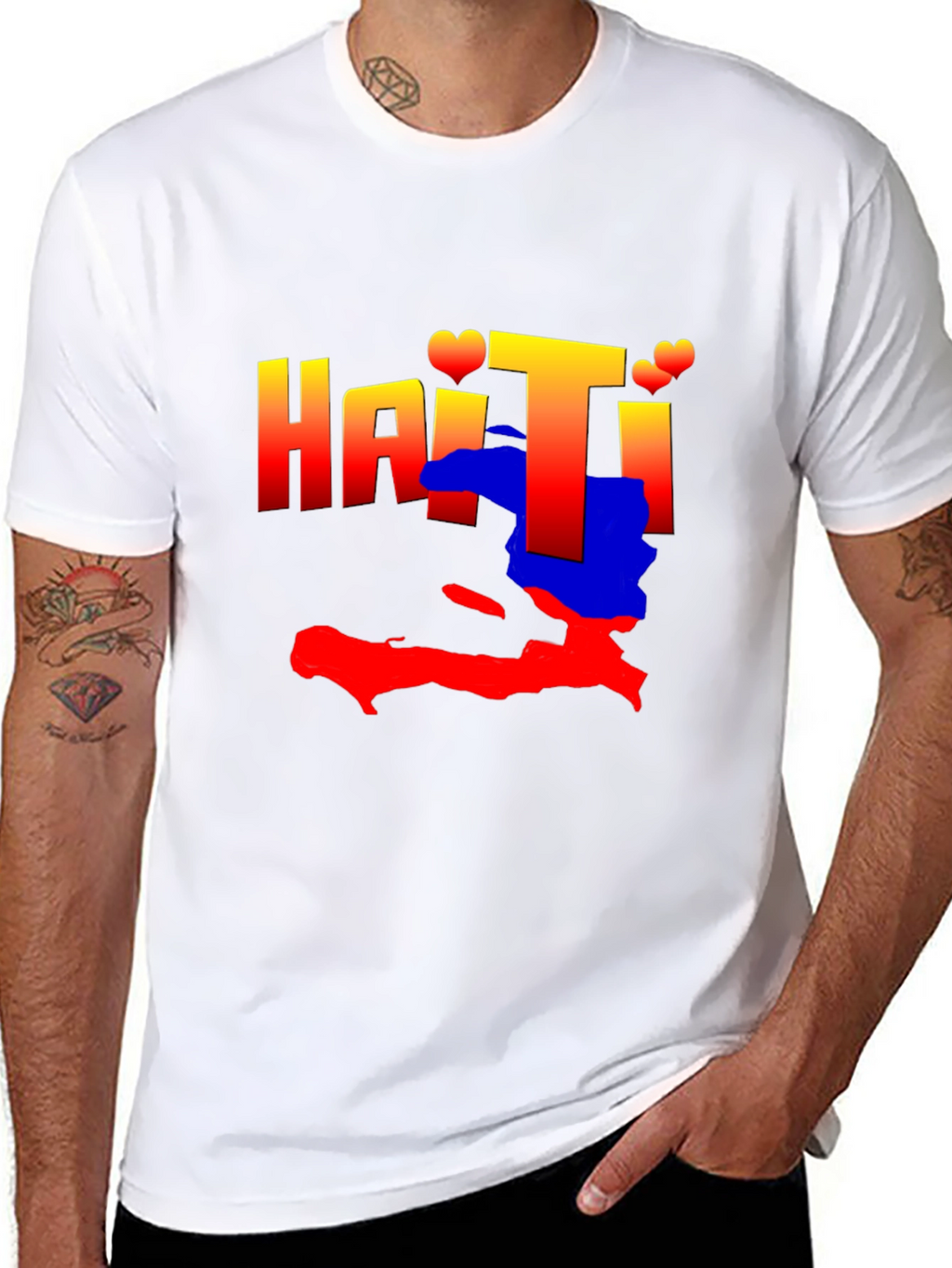 Haiti Map Graphic Tee - Black Crew Neck T-Shirt