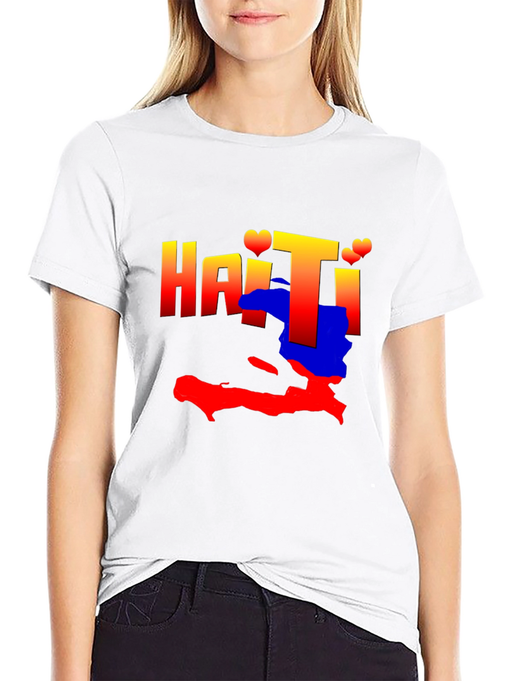 Haiti Map Graphic Tee - Black Crew Neck T-Shirt
