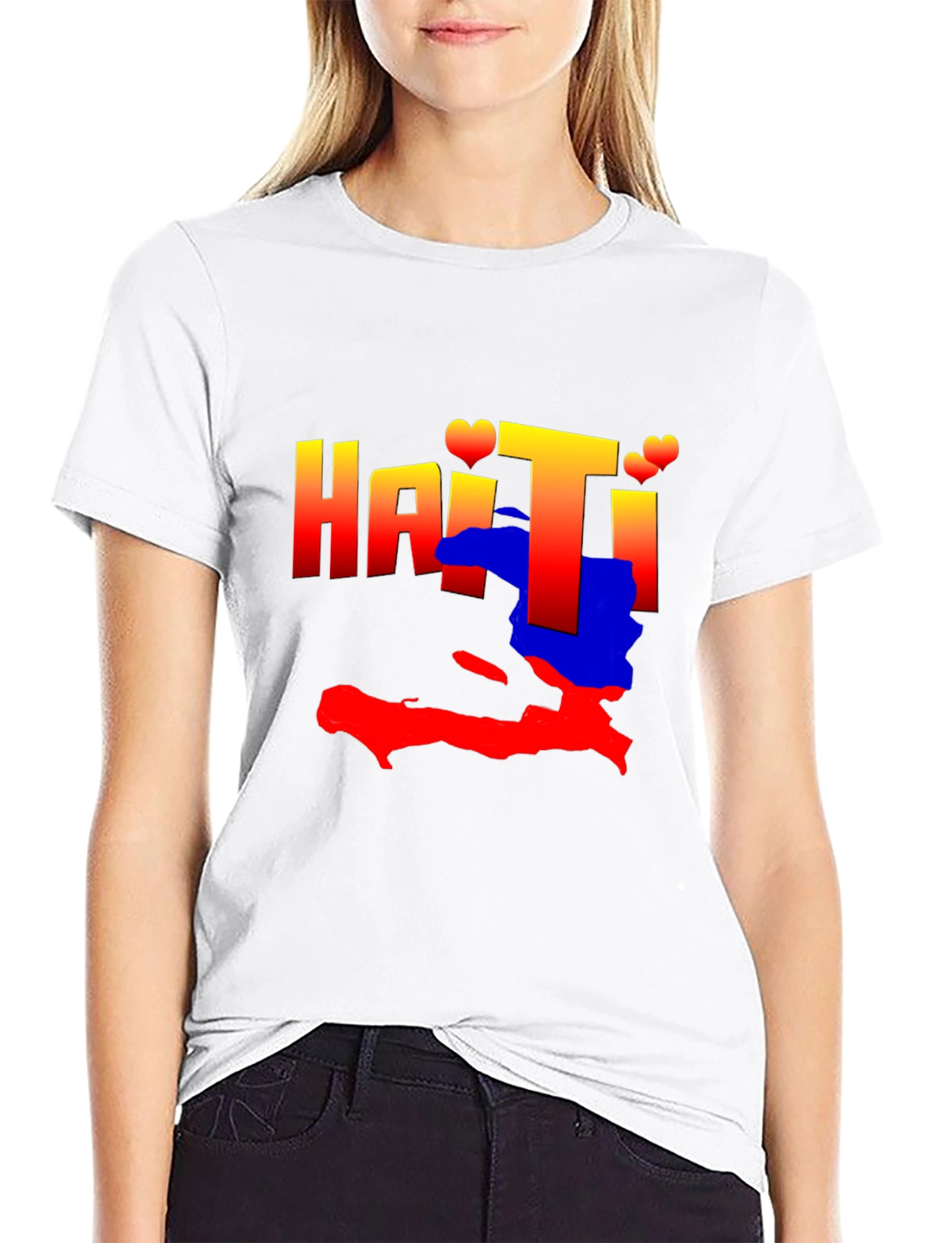 Haiti Map Graphic Tee - Black Crew Neck T-Shirt