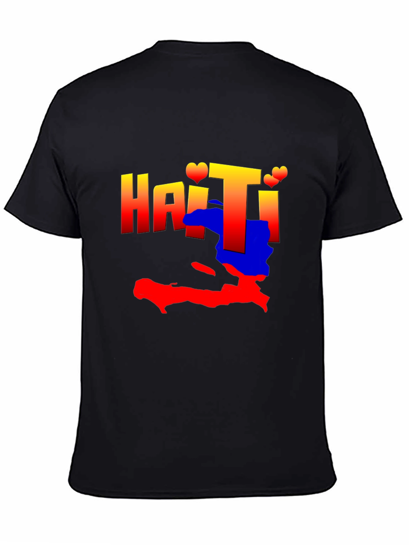 Haiti Map Graphic Tee - Black Crew Neck T-Shirt