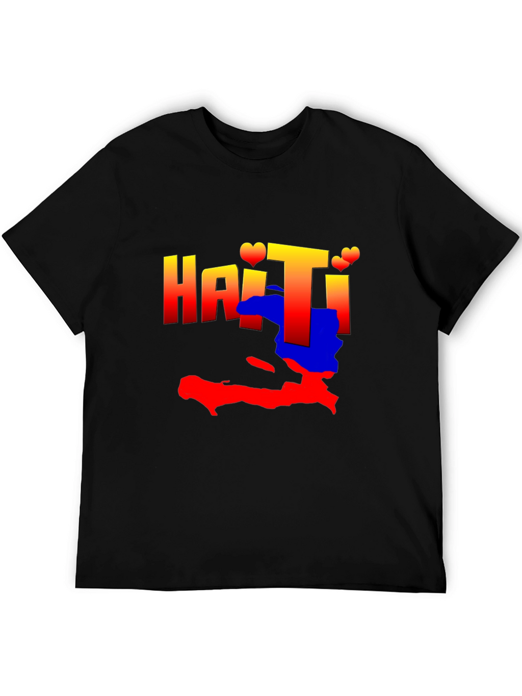Haiti Map Graphic Tee - Black Crew Neck T-Shirt