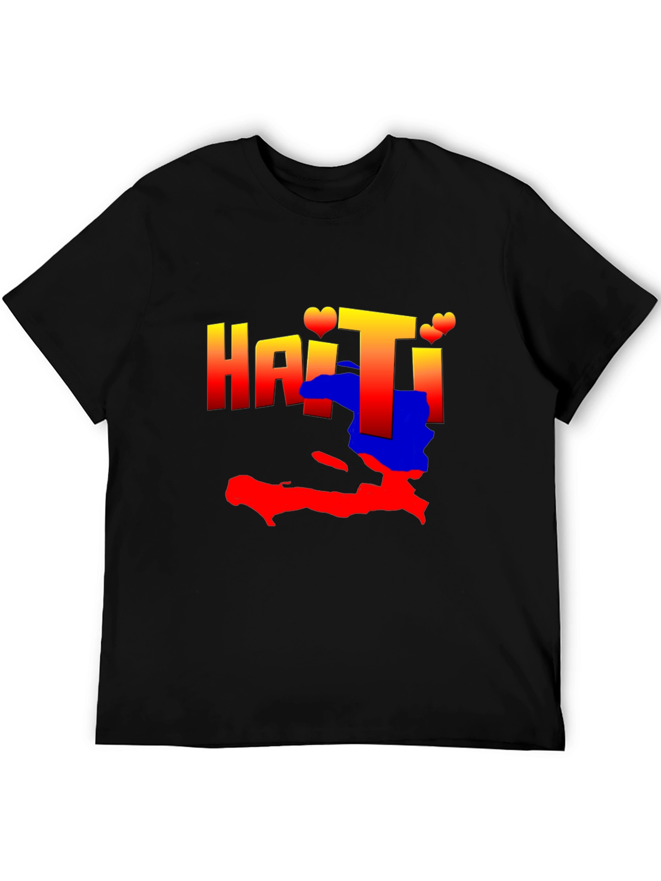 Haiti Map Graphic Tee - Black Crew Neck T-Shirt