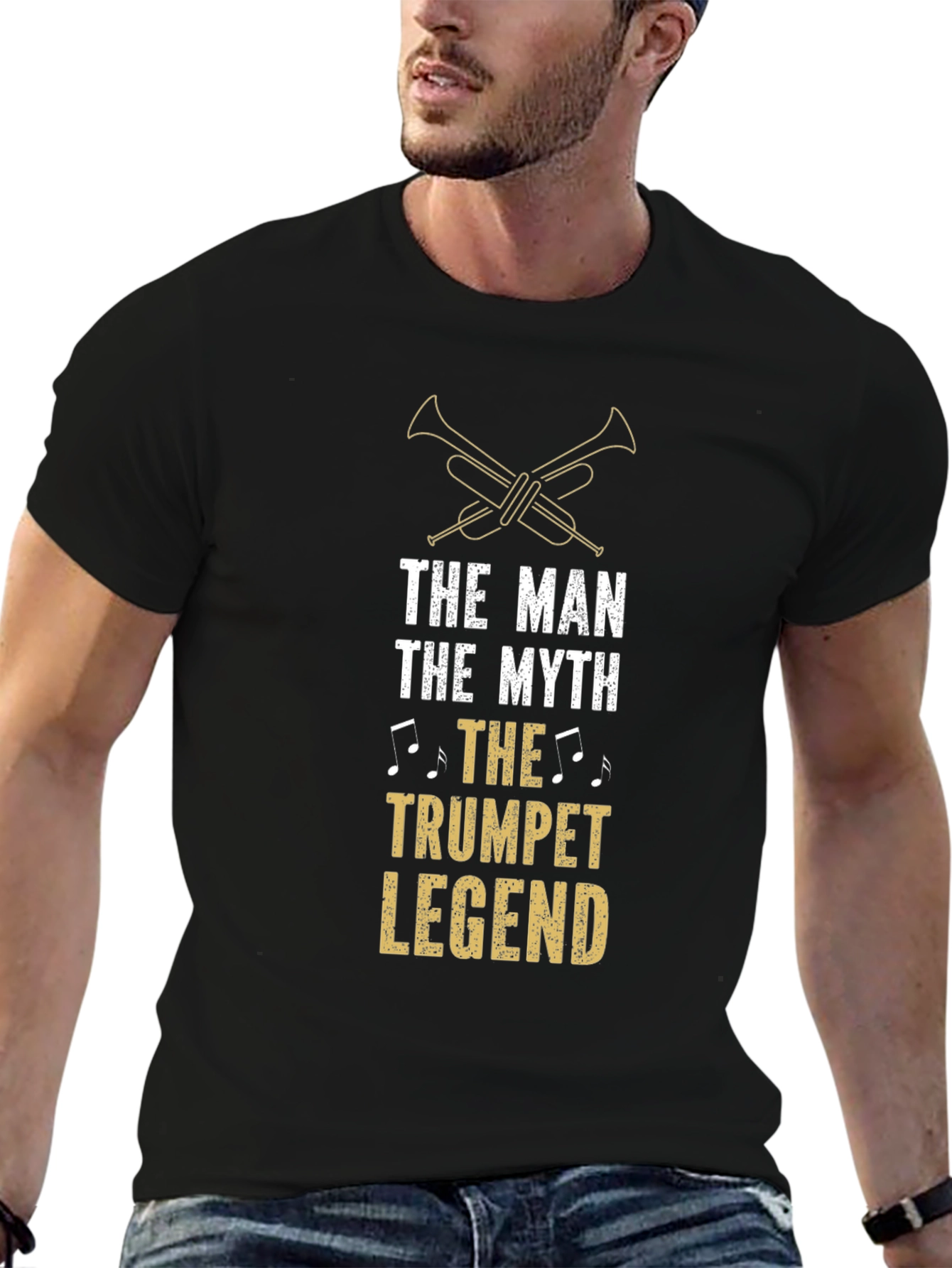 The Man The Myth Trumpet Legend Black T-Shirt