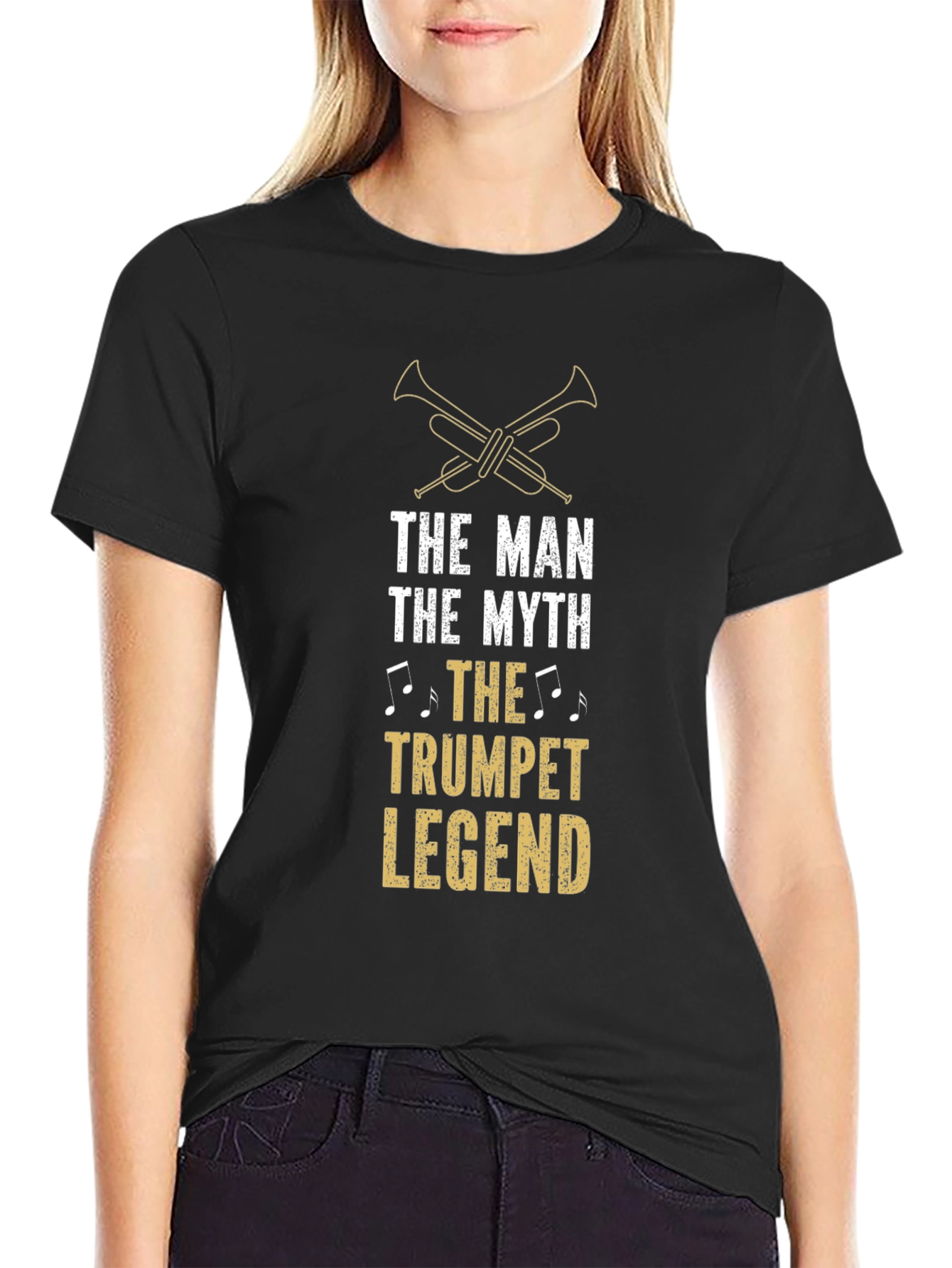 The Man The Myth Trumpet Legend Black T-Shirt