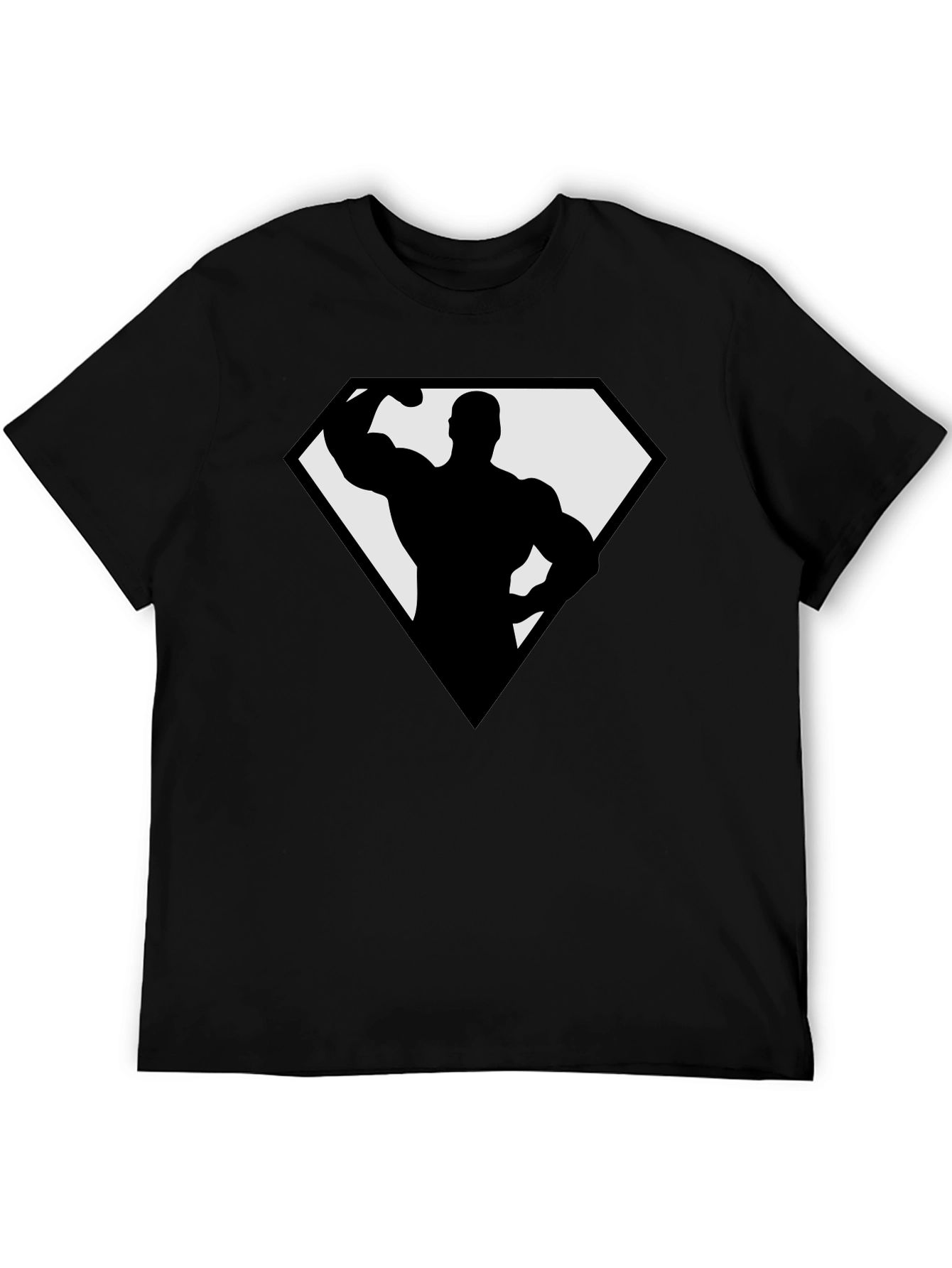 Bodybuilder Superhero Black T-Shirt