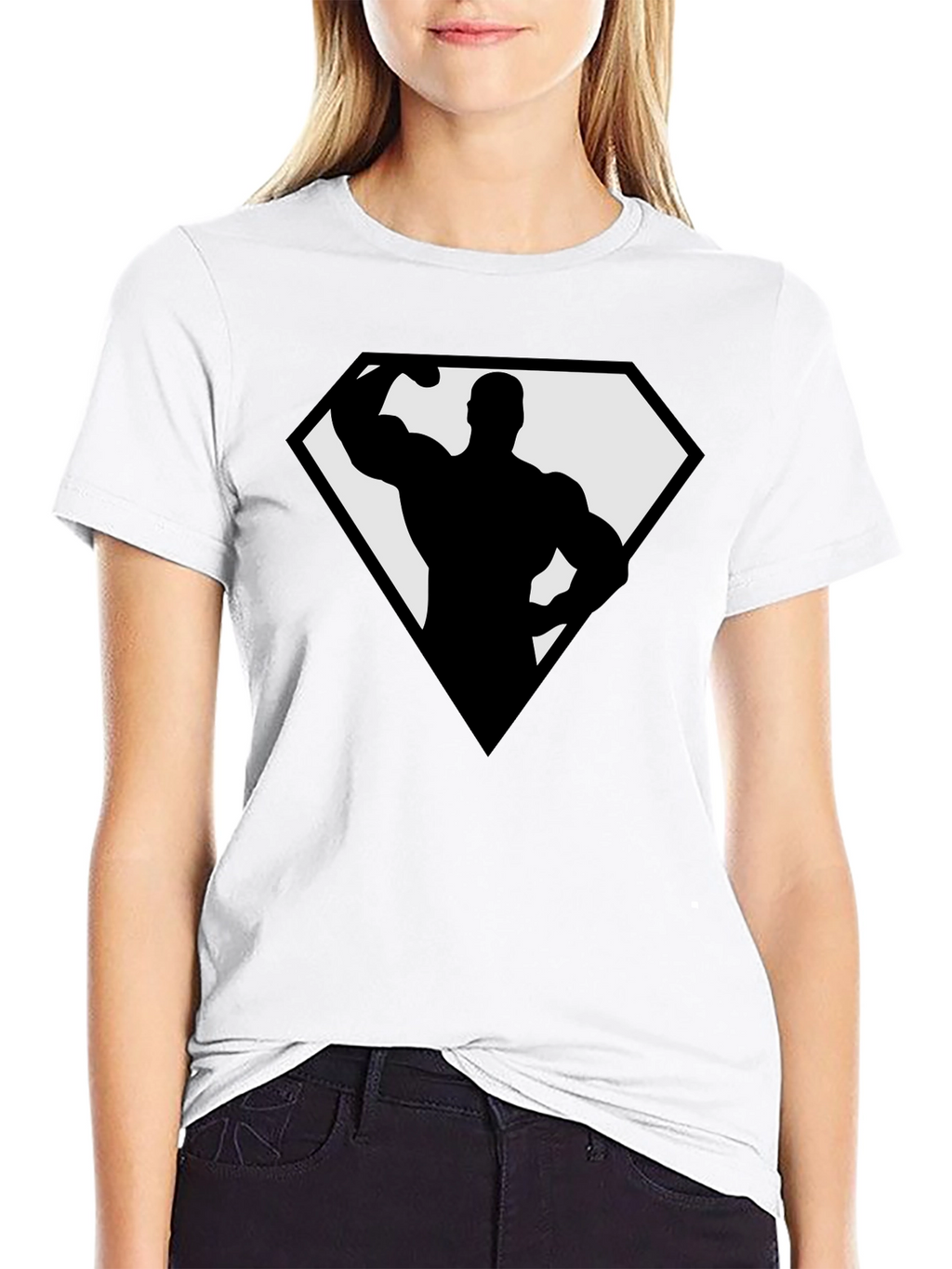 Bodybuilder Superhero Black T-Shirt