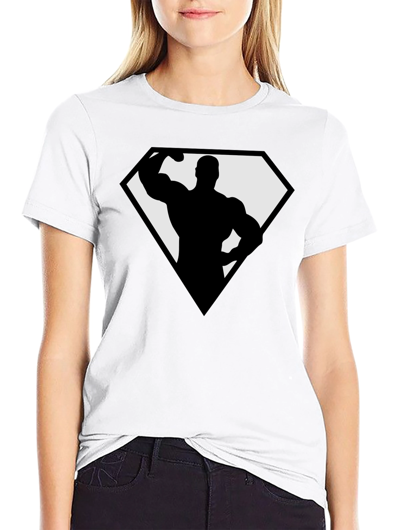 Bodybuilder Superhero Black T-Shirt