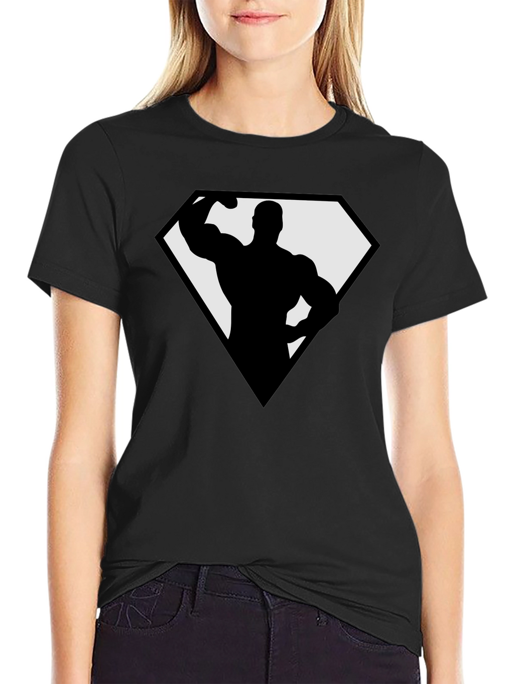 Bodybuilder Superhero Black T-Shirt