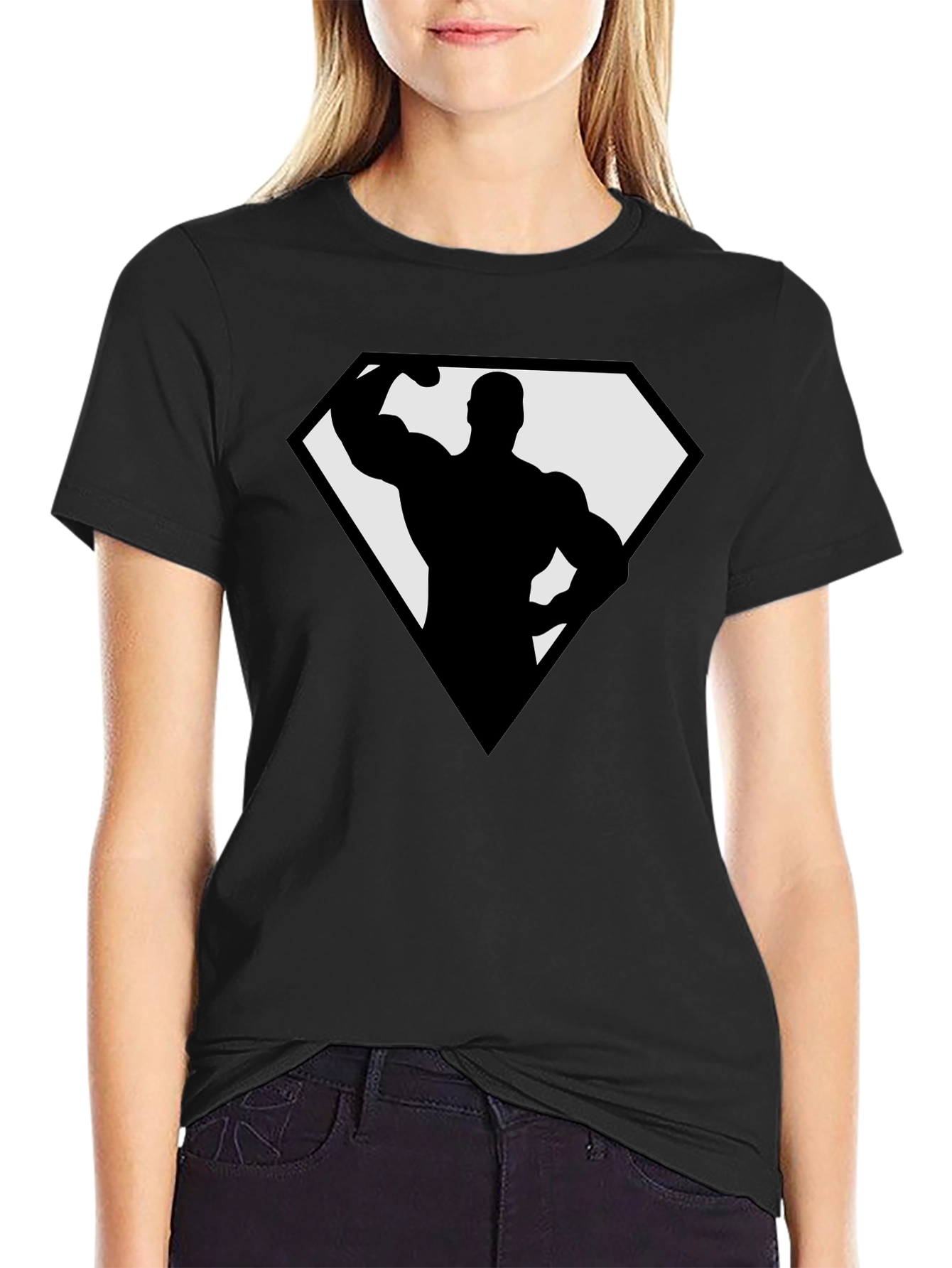 Bodybuilder Superhero Black T-Shirt