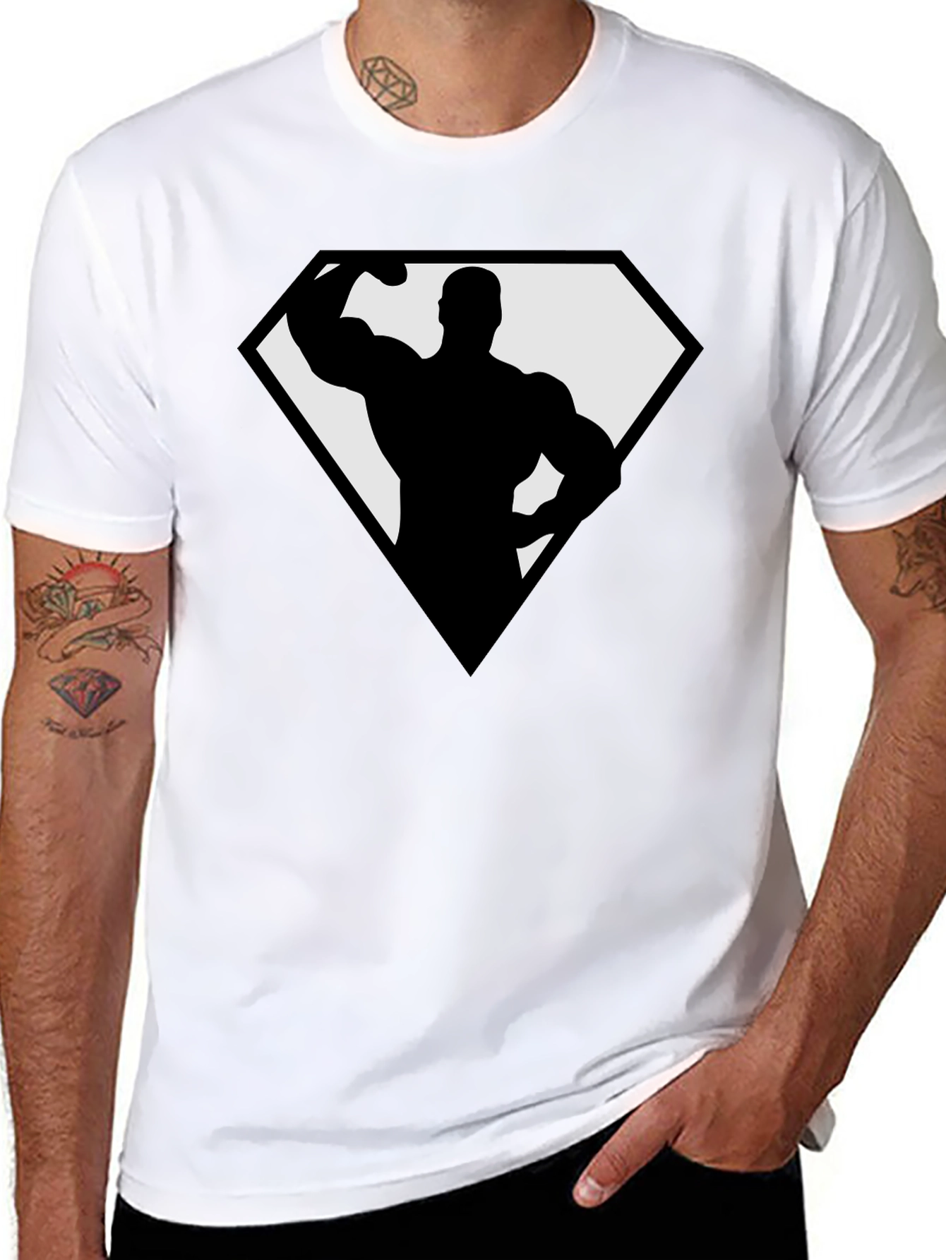 Bodybuilder Superhero Black T-Shirt