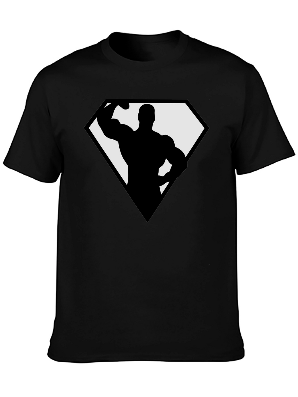 Bodybuilder Superhero Black T-Shirt
