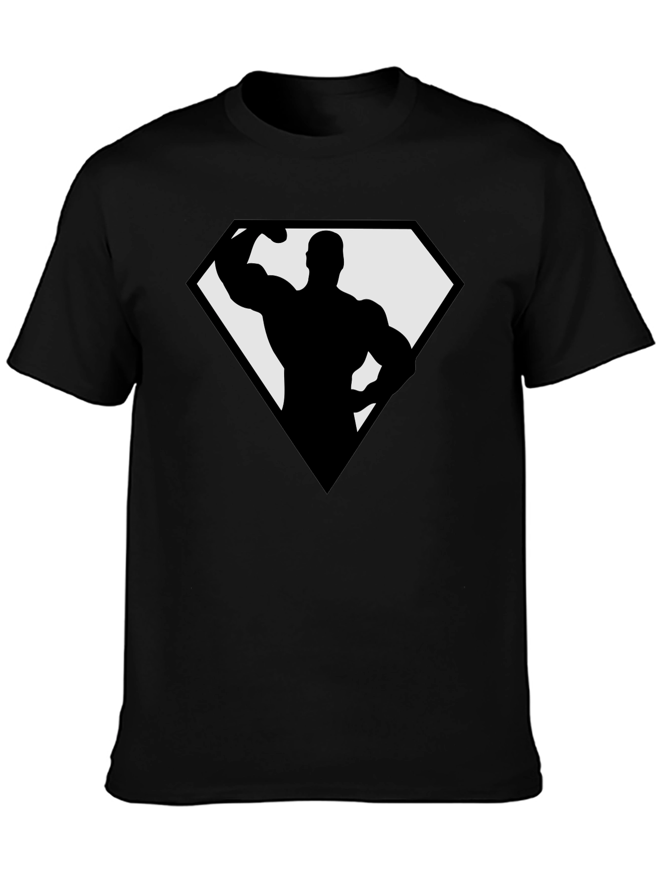 Bodybuilder Superhero Black T-Shirt