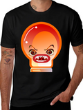 Mens Black T-Shirt with Angry Light Bulb Design