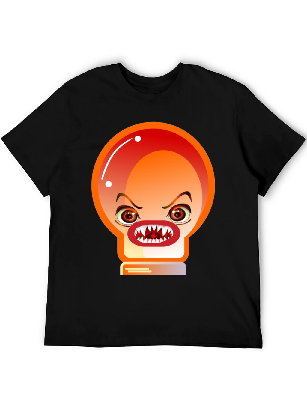 Mens Black T-Shirt with Angry Light Bulb Design