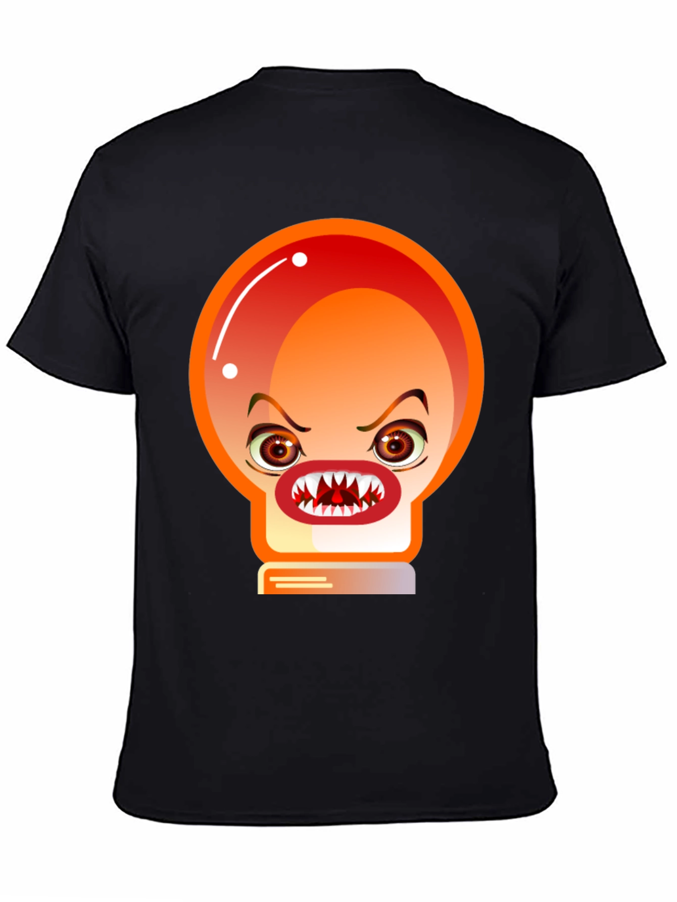 Mens Black T-Shirt with Angry Light Bulb Design