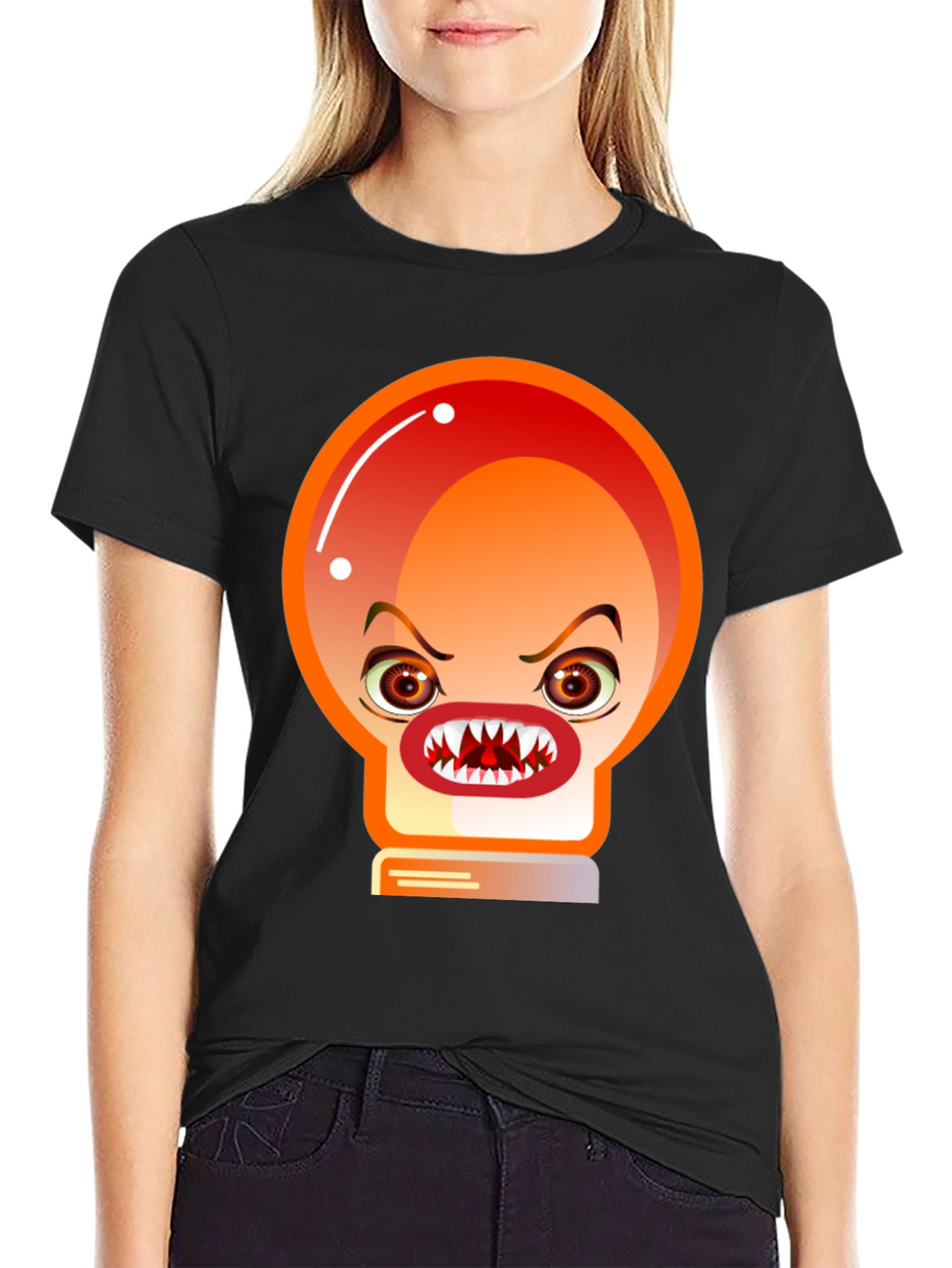 Mens Black T-Shirt with Angry Light Bulb Design