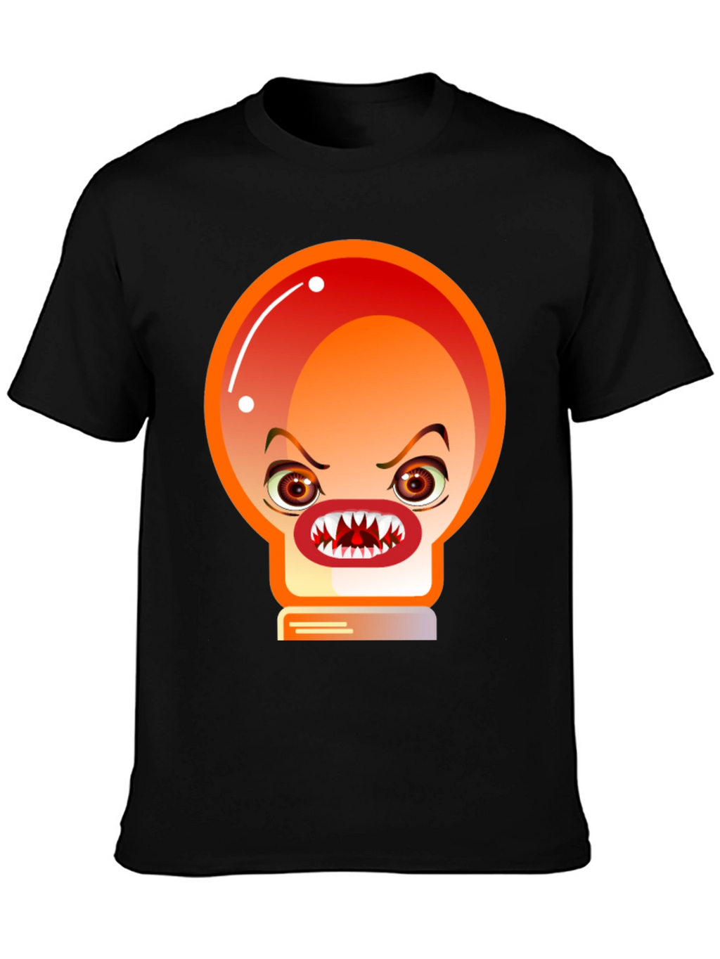 Mens Black T-Shirt with Angry Light Bulb Design