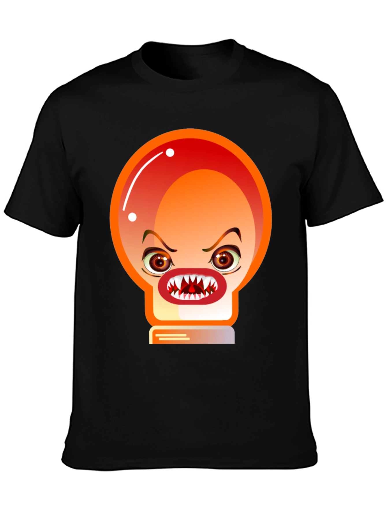 Mens Black T-Shirt with Angry Light Bulb Design