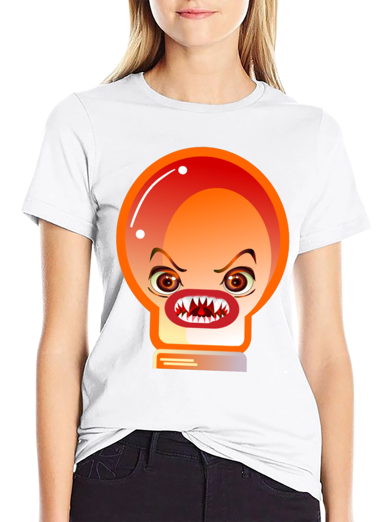 Mens Black T-Shirt with Angry Light Bulb Design