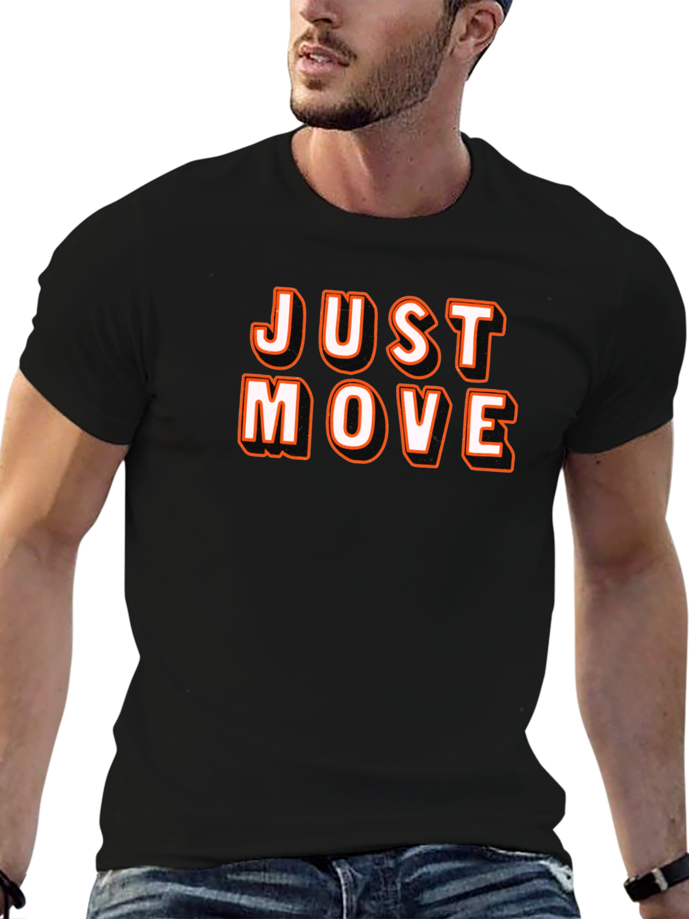 Just Move Black Graphic Tee