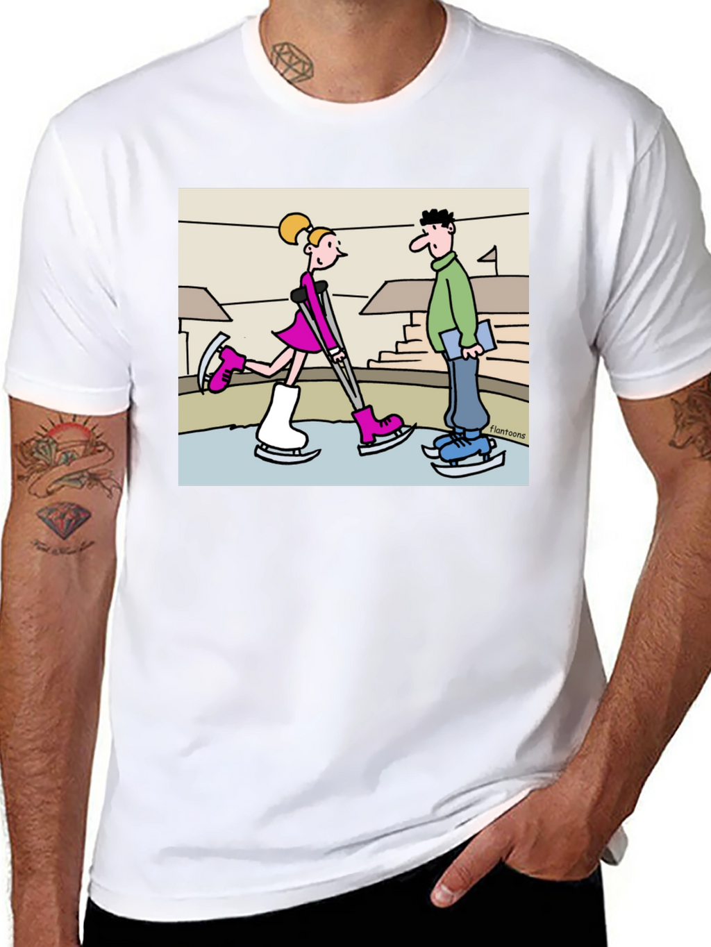 Funny Ice Skating Cartoon T-Shirt
