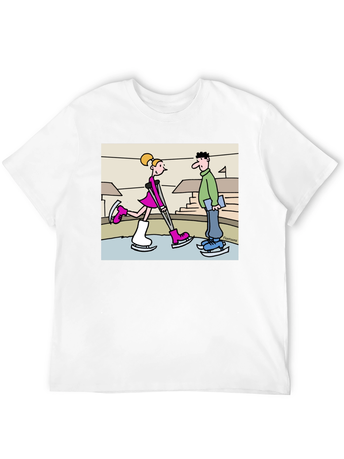Funny Ice Skating Cartoon T-Shirt