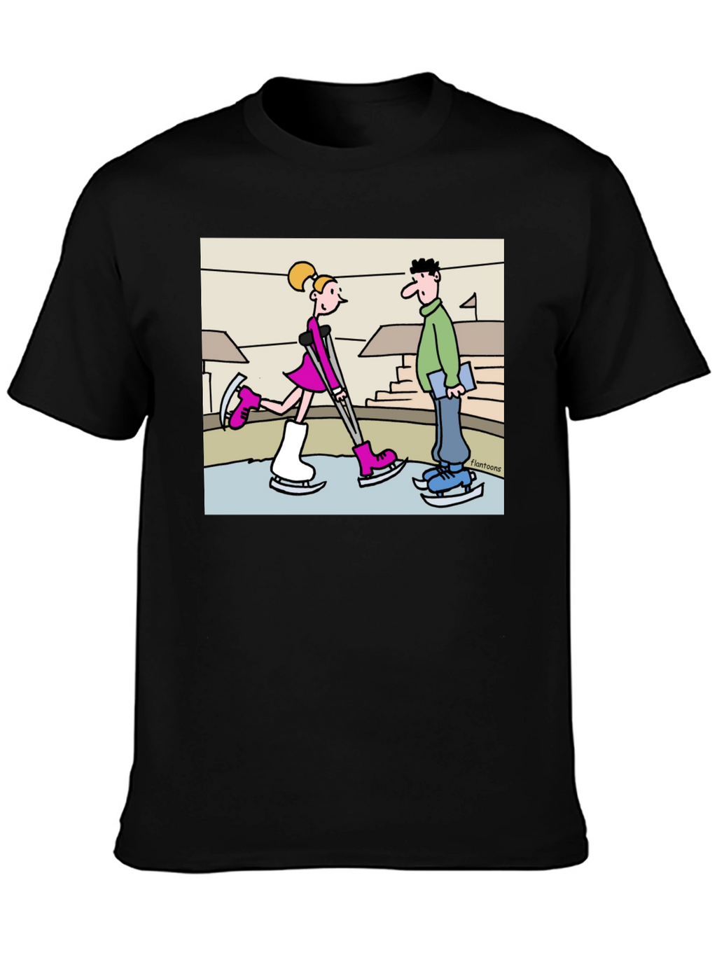 Funny Ice Skating Cartoon T-Shirt