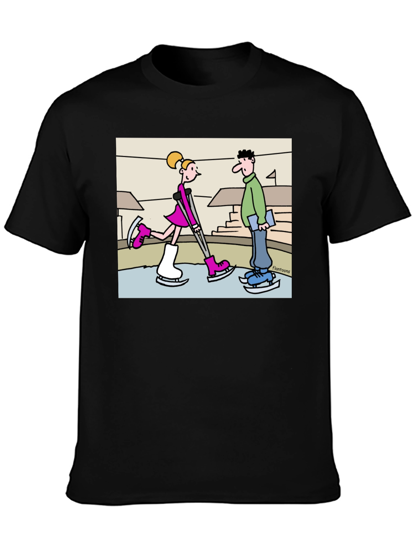 Funny Ice Skating Cartoon T-Shirt