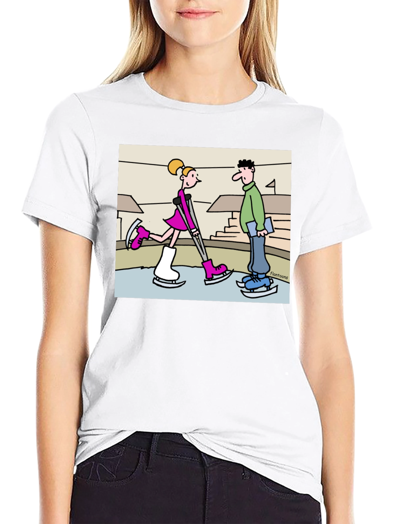 Funny Ice Skating Cartoon T-Shirt