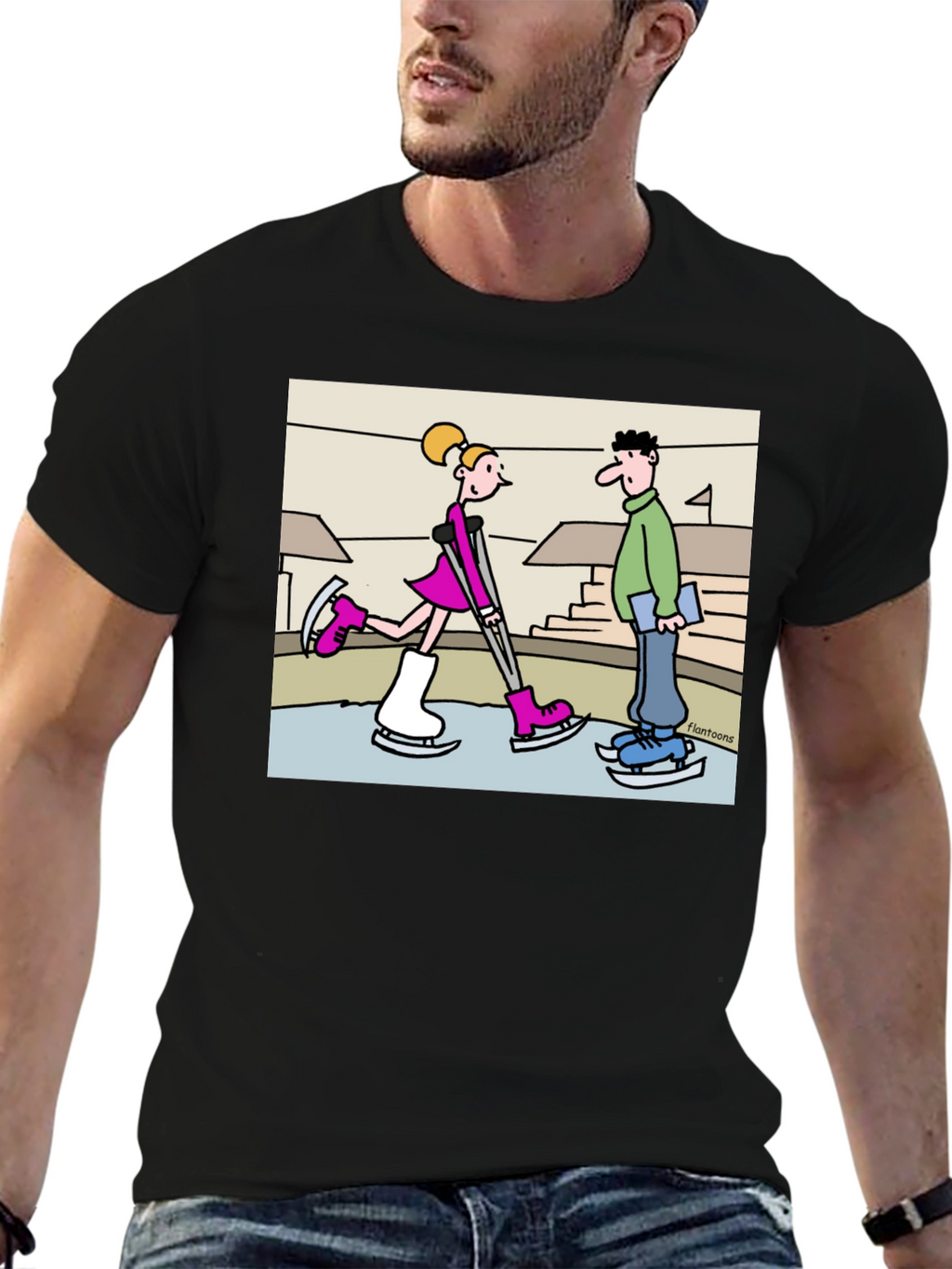 Funny Ice Skating Cartoon T-Shirt