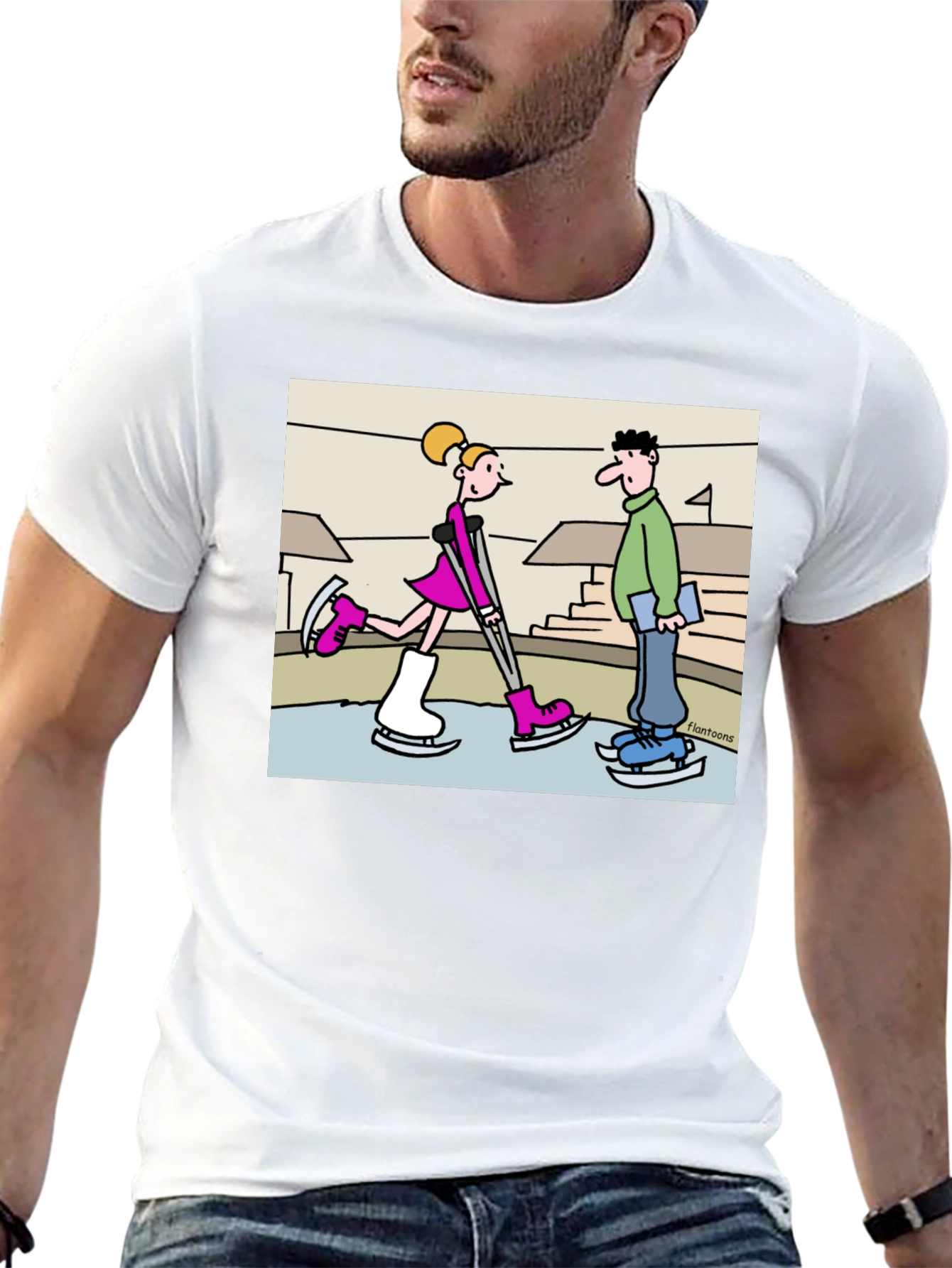 Funny Ice Skating Cartoon T-Shirt
