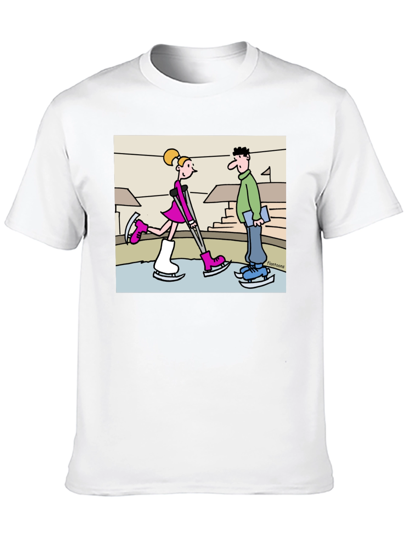 Funny Ice Skating Cartoon T-Shirt