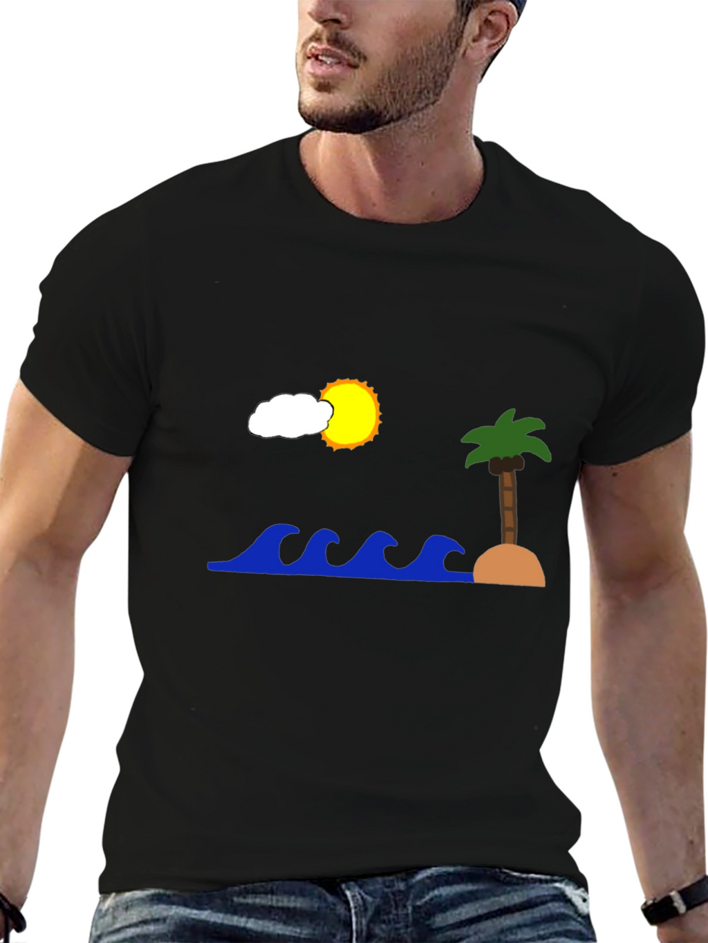 Island Scene Black T-Shirt