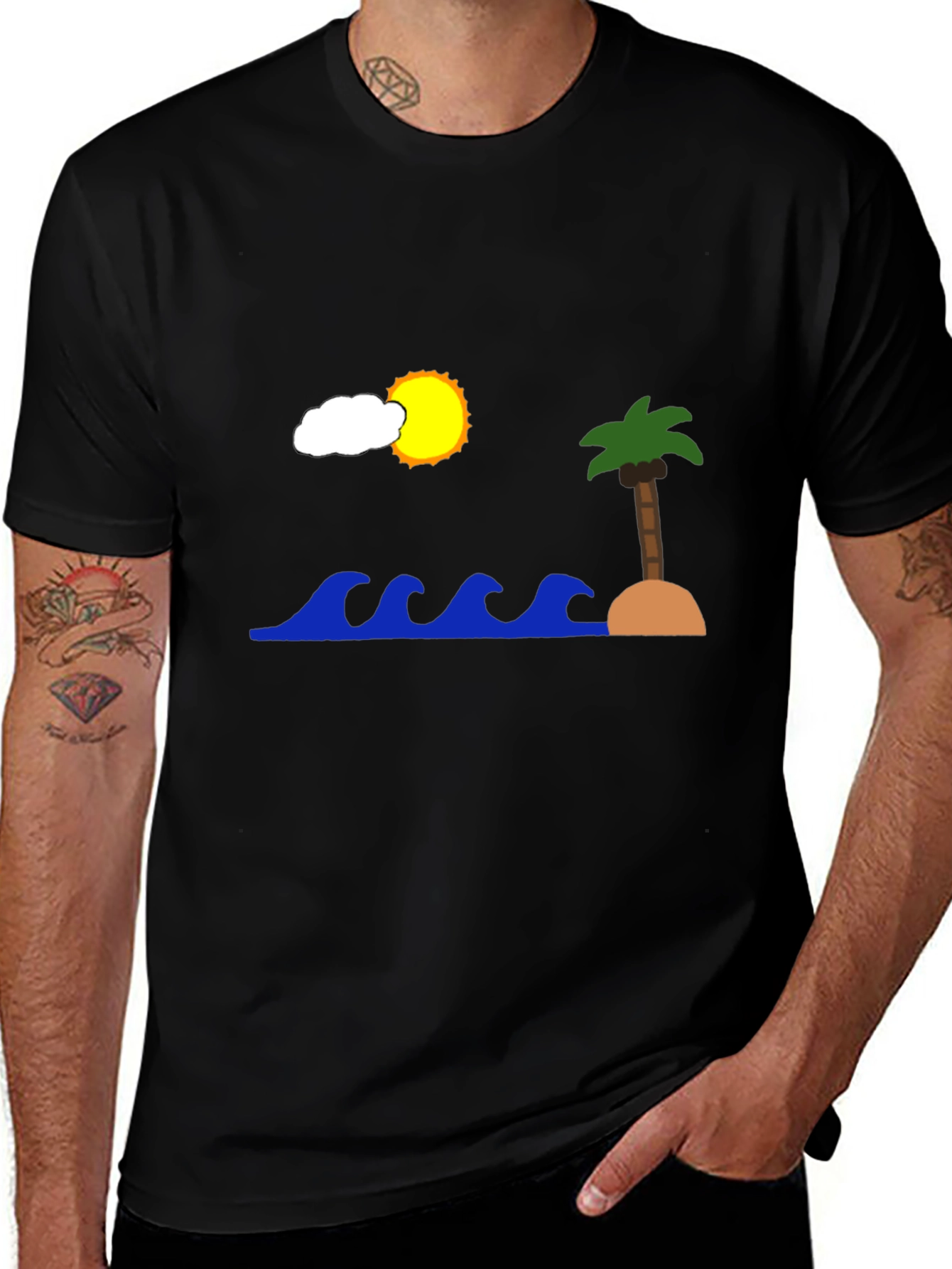 Island Scene Black T-Shirt