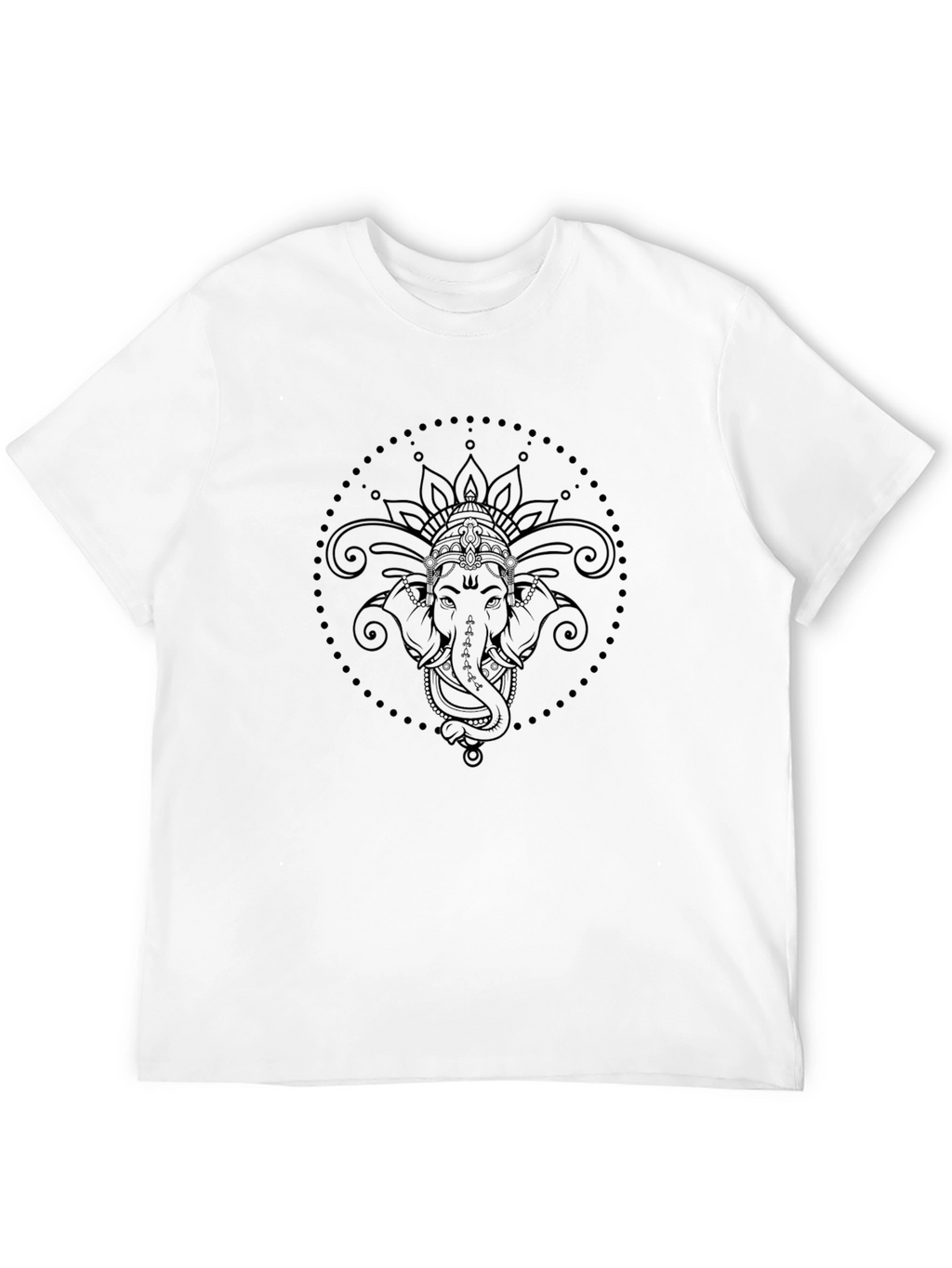 Ganesha Mandala Graphic Tee - Black Cotton T-Shirt