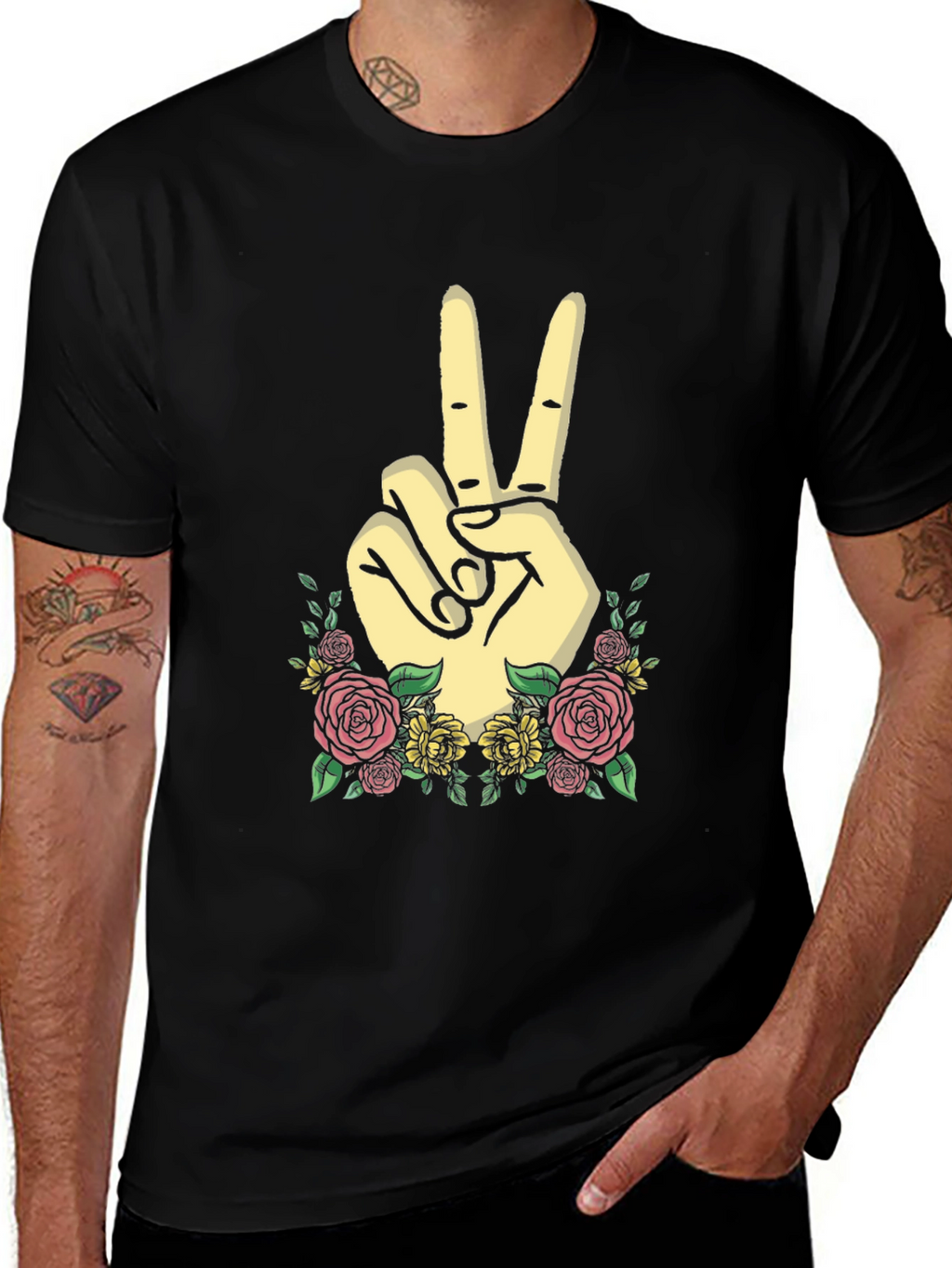 Peace Sign Floral Graphic Tee