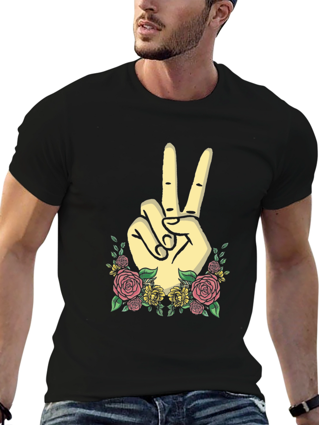 Peace Sign Floral Graphic Tee