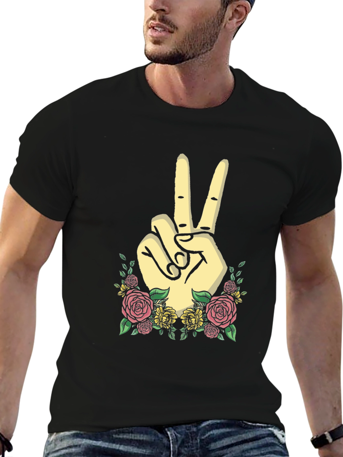 Peace Sign Floral Graphic Tee