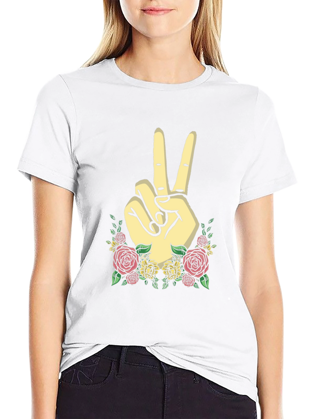 Peace Sign Floral Graphic Tee