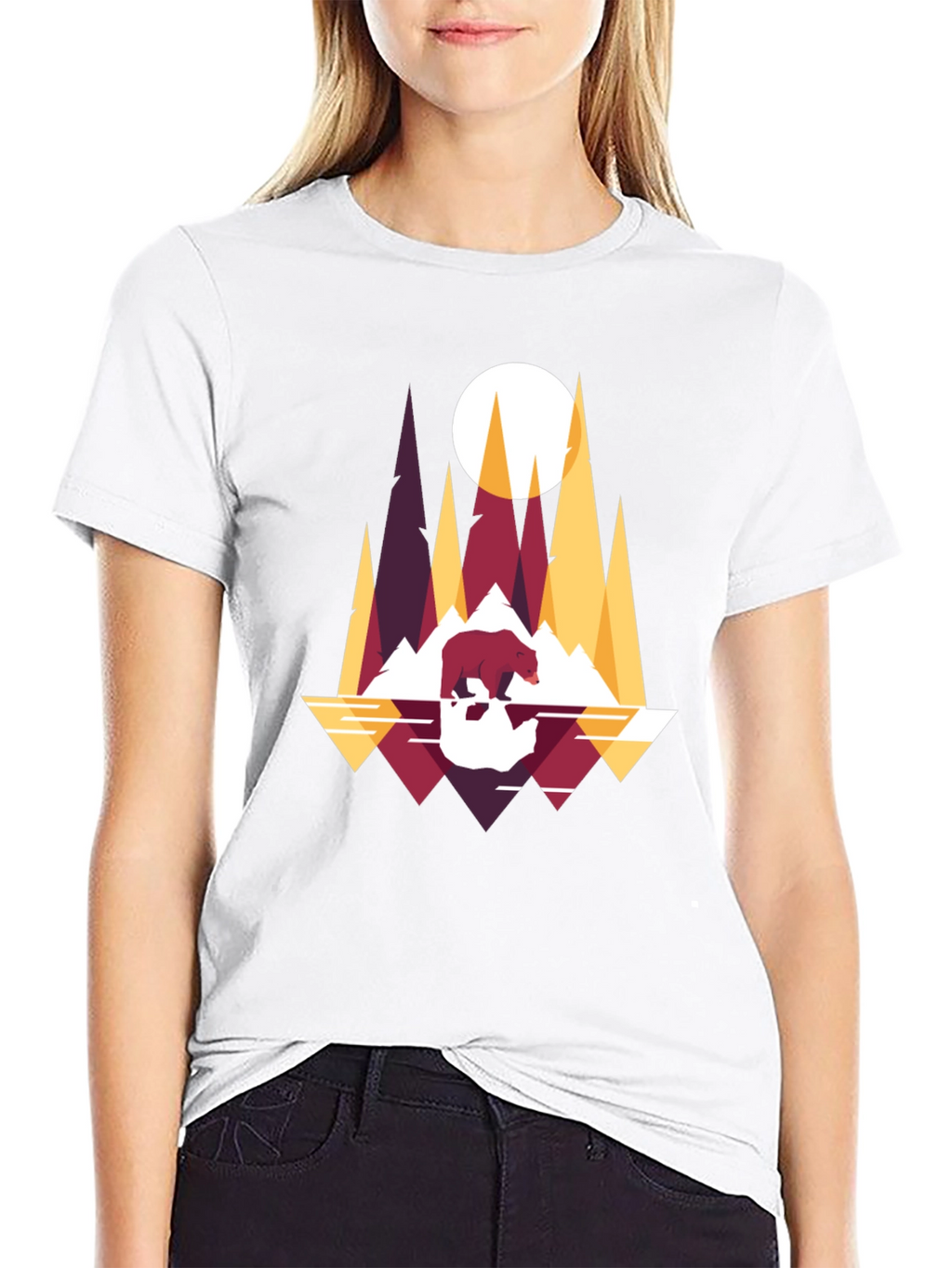 Geometric Bear & Mountains T-Shirt