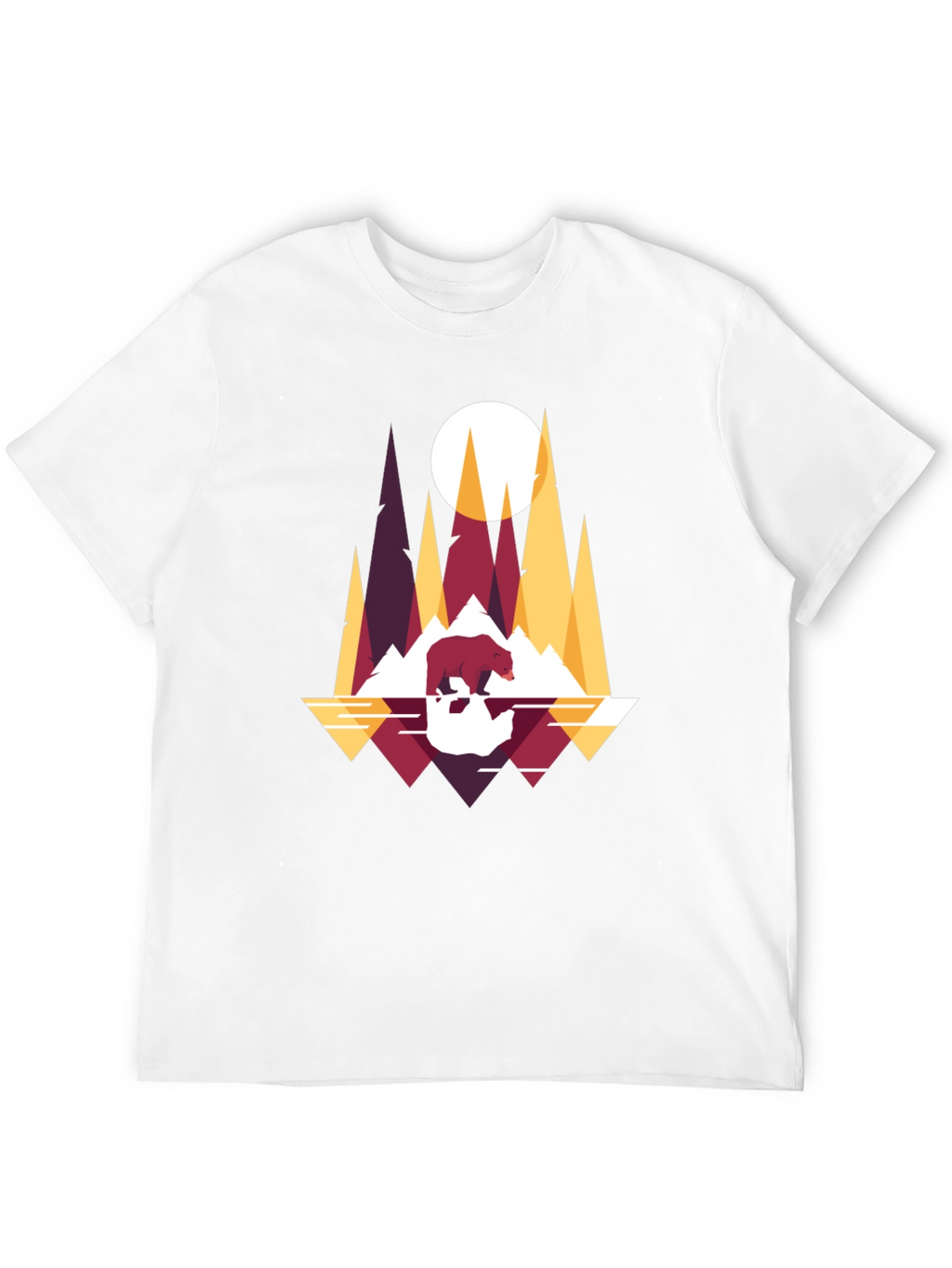 Geometric Bear & Mountains T-Shirt