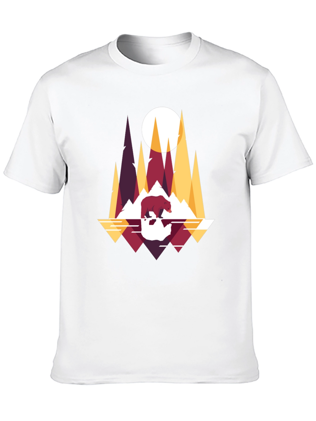 Geometric Bear & Mountains T-Shirt