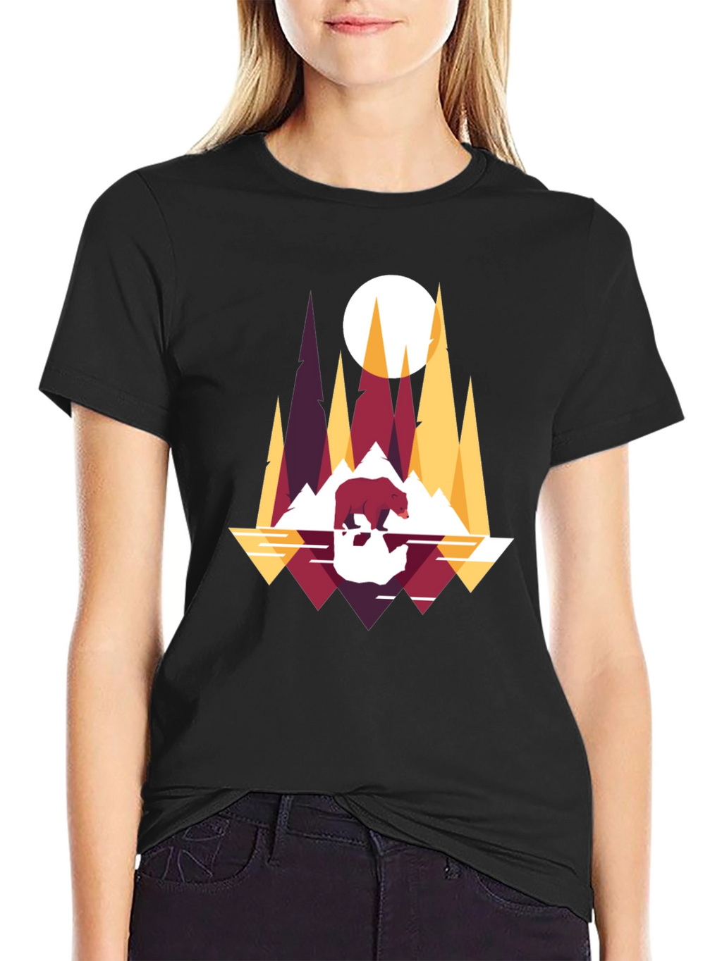 Geometric Bear & Mountains T-Shirt